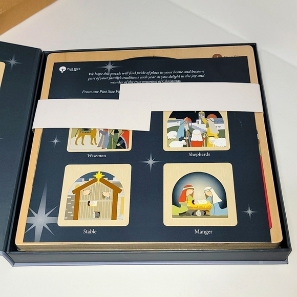 𝅺wooden Nativity Puzzles, the birth of Jesus in 4 layers. NIB, beautiful gift - Picture 2 of 5